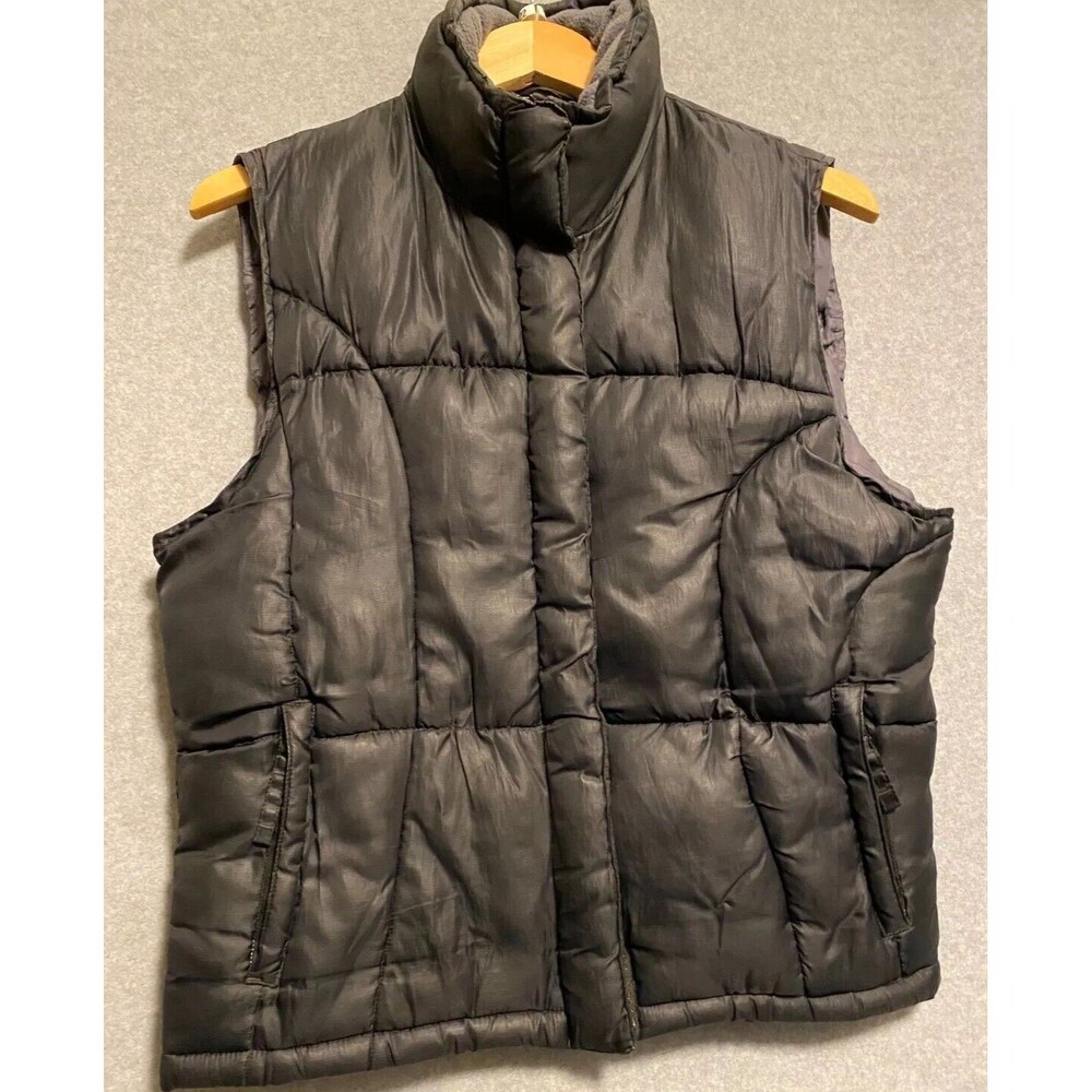 Snozu Puffer Vest Women's Small Black Down Outdoor Pockets Mock Neck Full-Zip